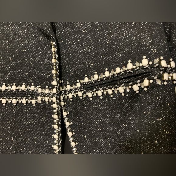 Kempner Size 8 Statement Blazer Jacket Embellished Black White Silk Lined - Picture 4 of 9